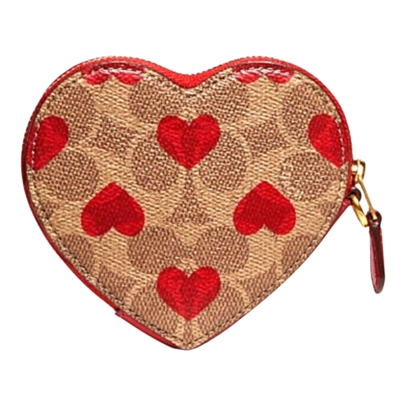 COACH HEART COIN CASE WRISTLET IN SIGNATURE CANVAS WITH HEART PRINT - Picture 3 of 4